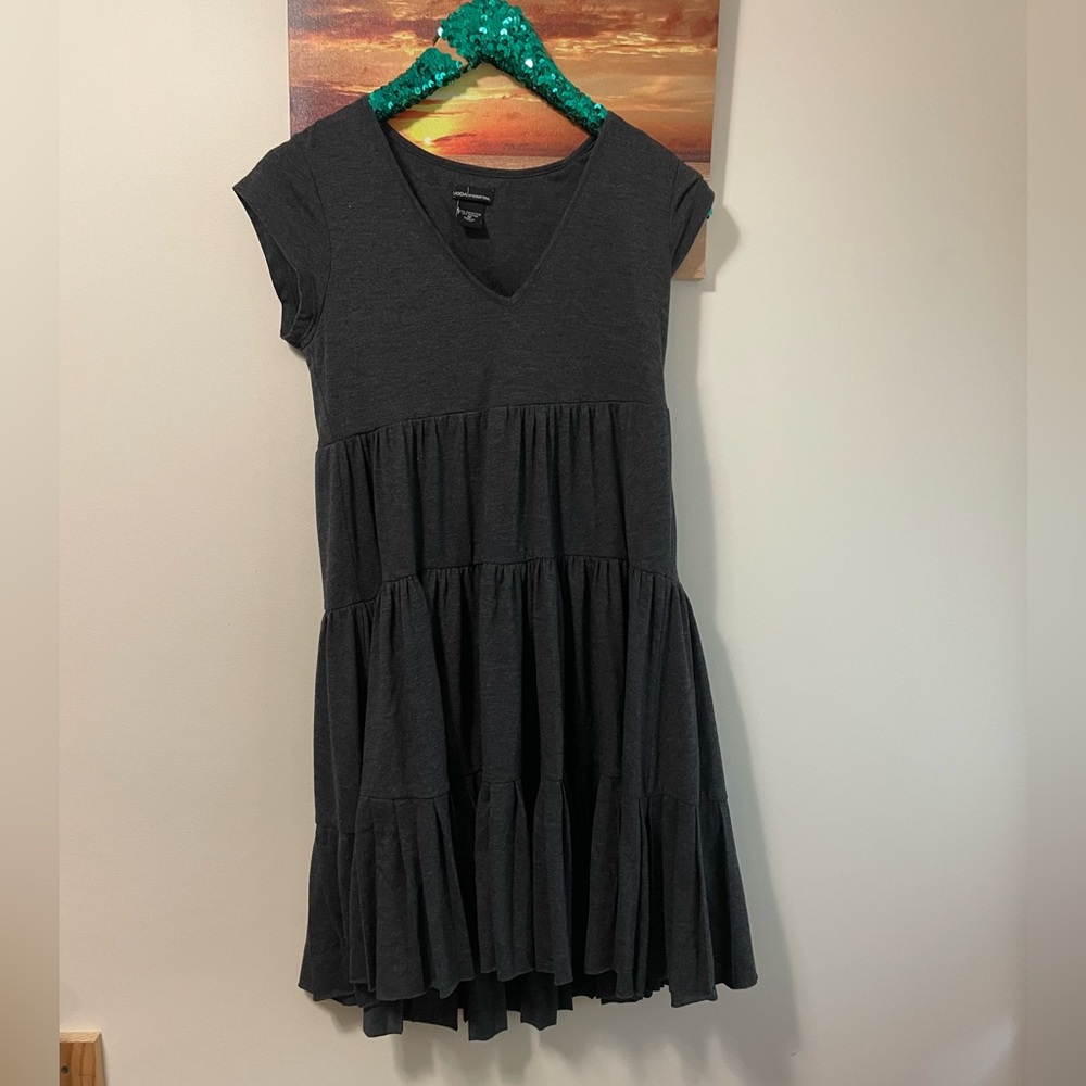 VTG Y2K Moda international VS babydoll tiered gray swing dress sundress